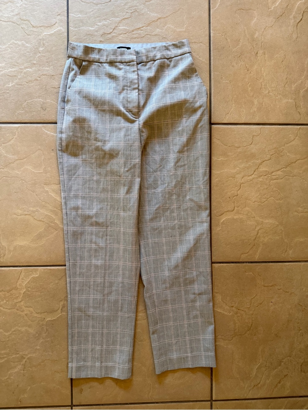 Express Gray Plaid Editor Dress Pants